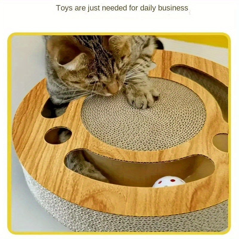 Interactive Cardboard Cat Scratching Toy With Ball Run