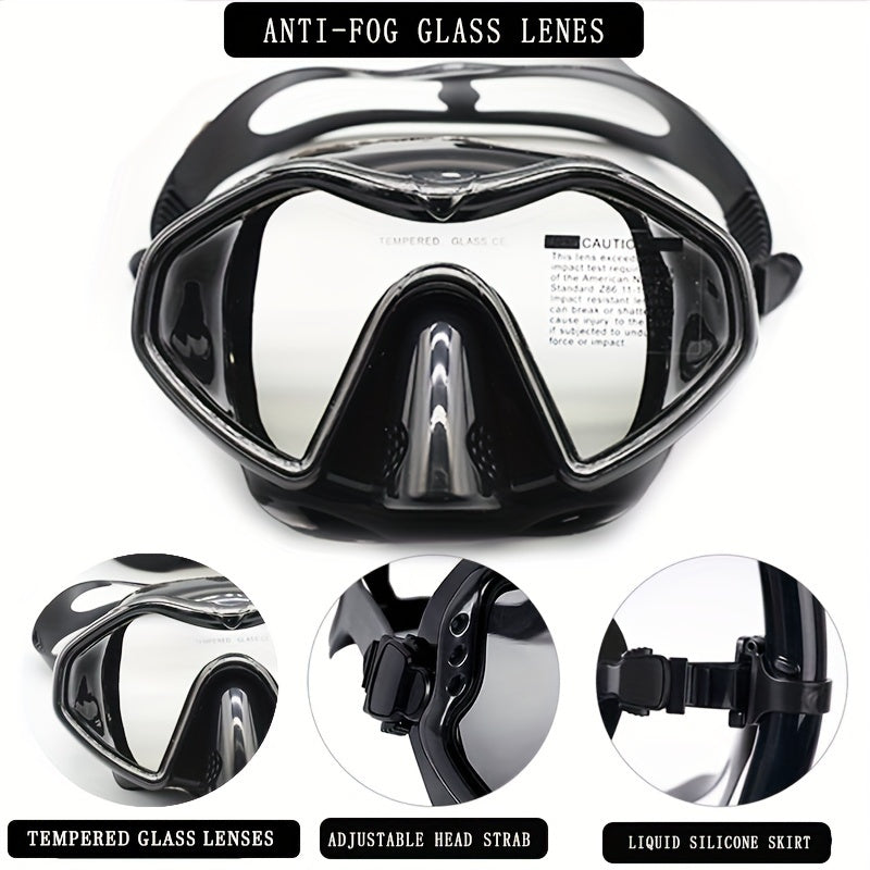 Anti Fog Waterproof Adult Snorkel Set Large View Glass Mask