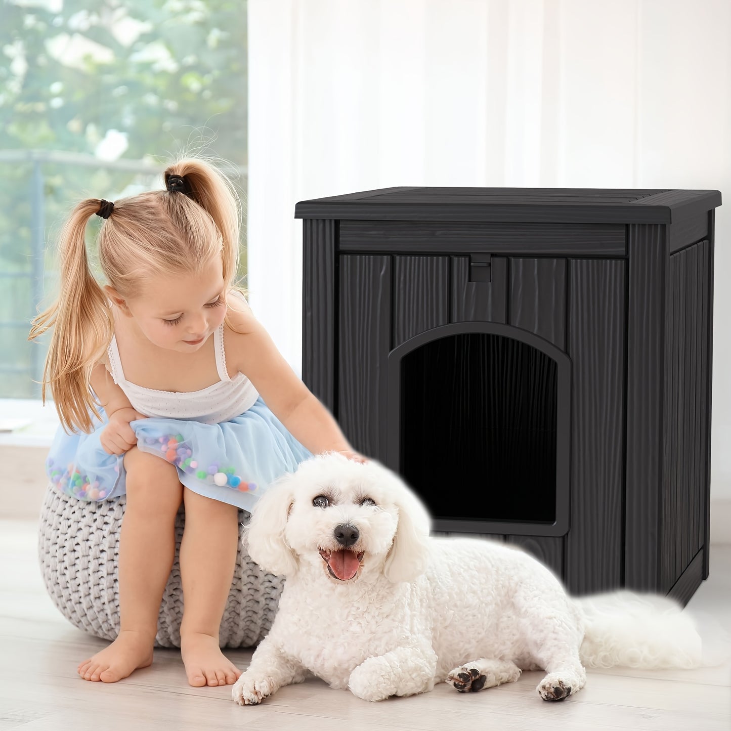 Weatherproof Resin Outdoor Dog House for Small Dogs
