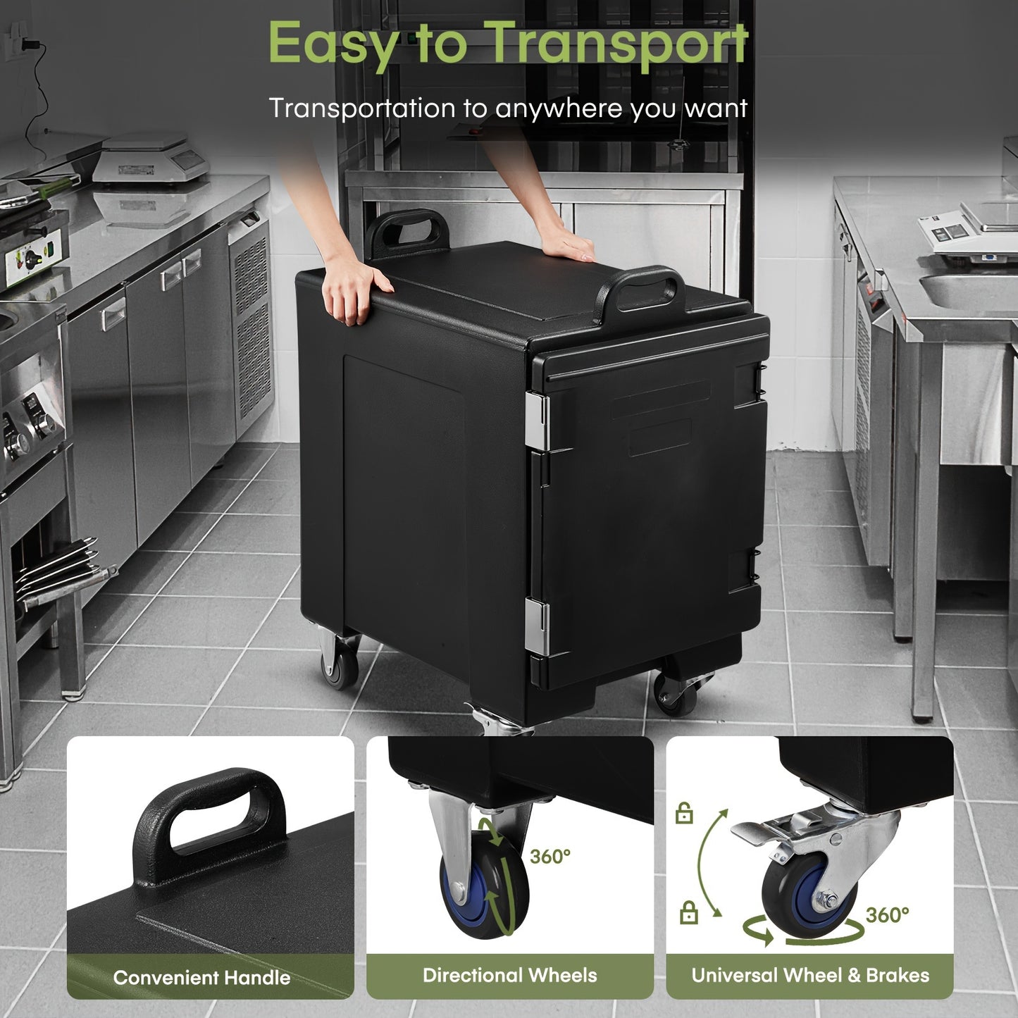 Insulated Catering Warmer Carrier With Front Loading Wheels