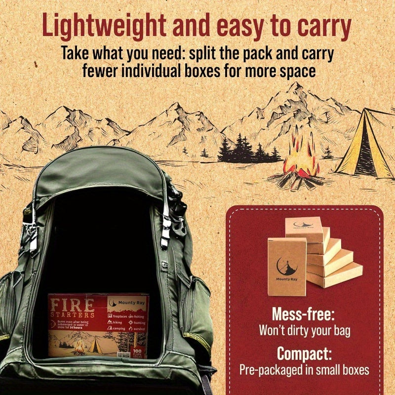 Natural Odorless Fire Starter Sticks All Weather Camping