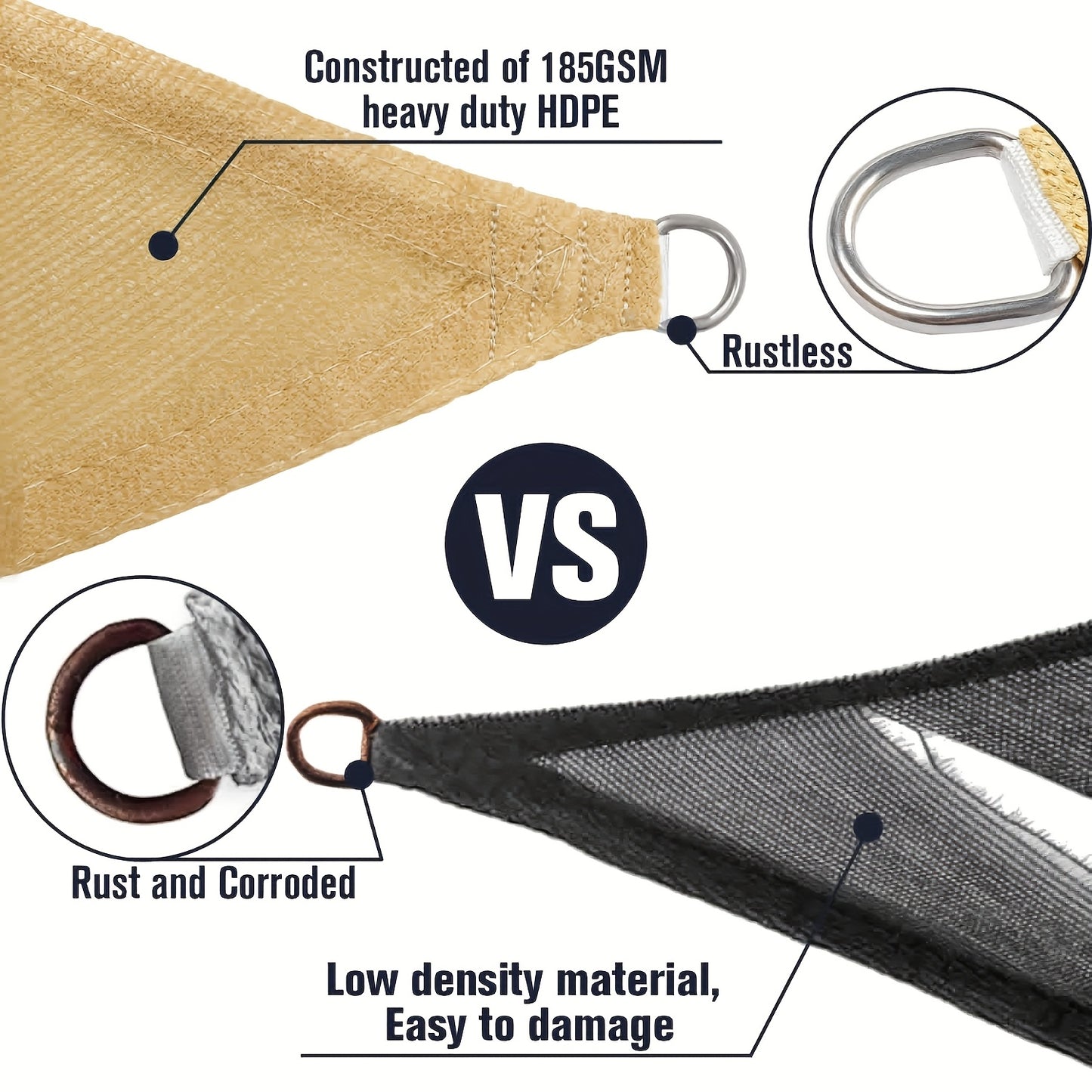 UV Block Rectangle Shade Sail by Unknown Brand for Outdoor Use
