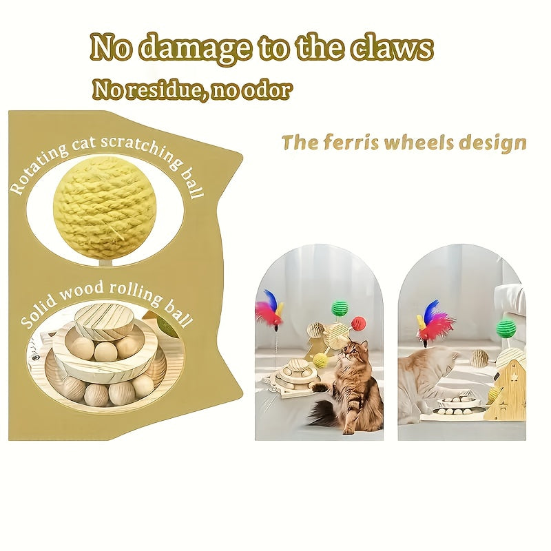 Versatile Interactive Cat Toy Set With Ferris Wheel