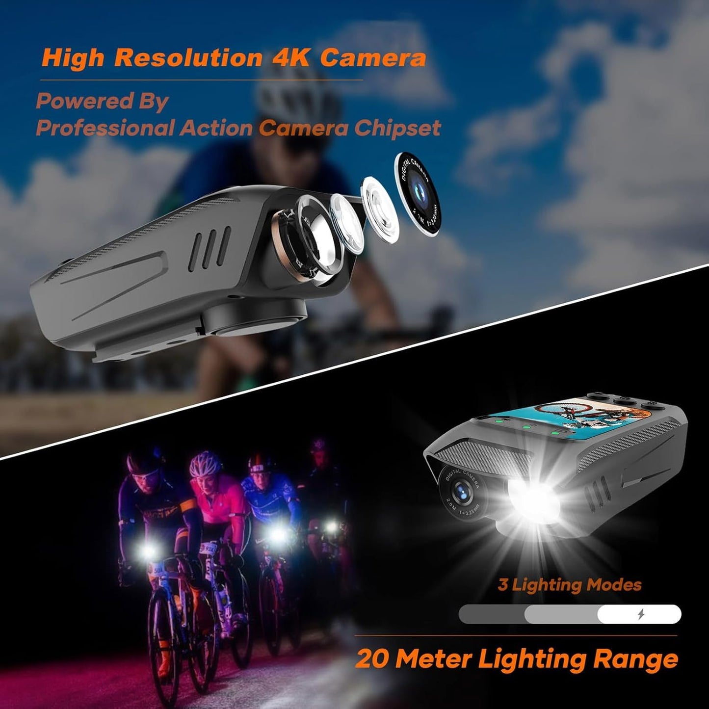 4K 60FPS Multifunction Bike Camera With 32G Memory Card