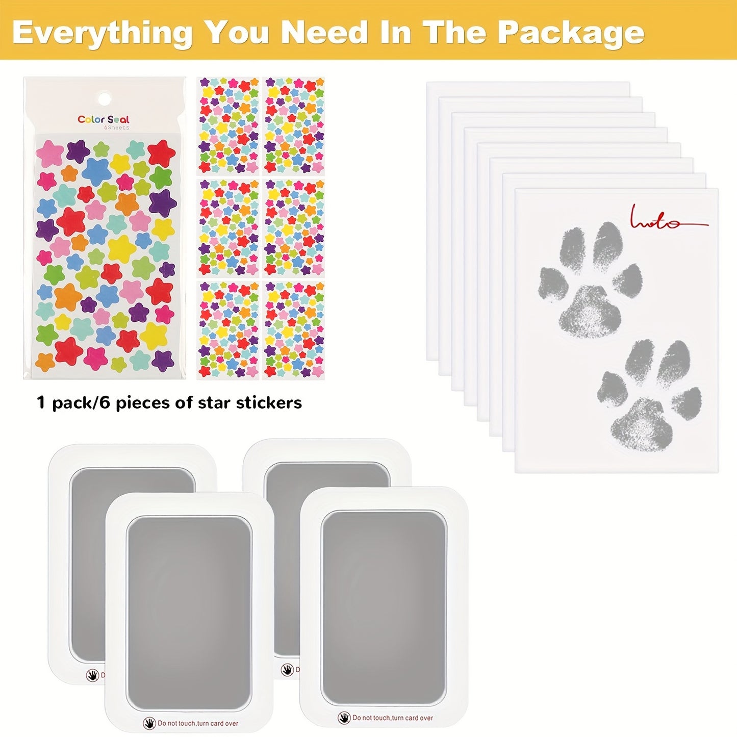 Dog Pawprint Kit Inkless With 4 BoxesBundle And Stickers