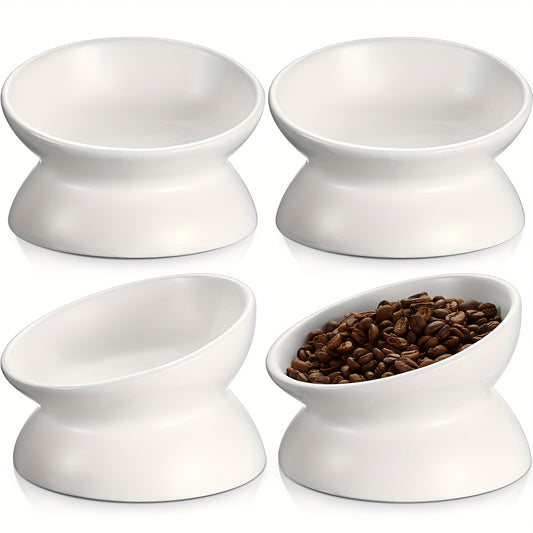 Ceramic Elevated Cat Bowls Tilted Backflow Dishwasher Safe