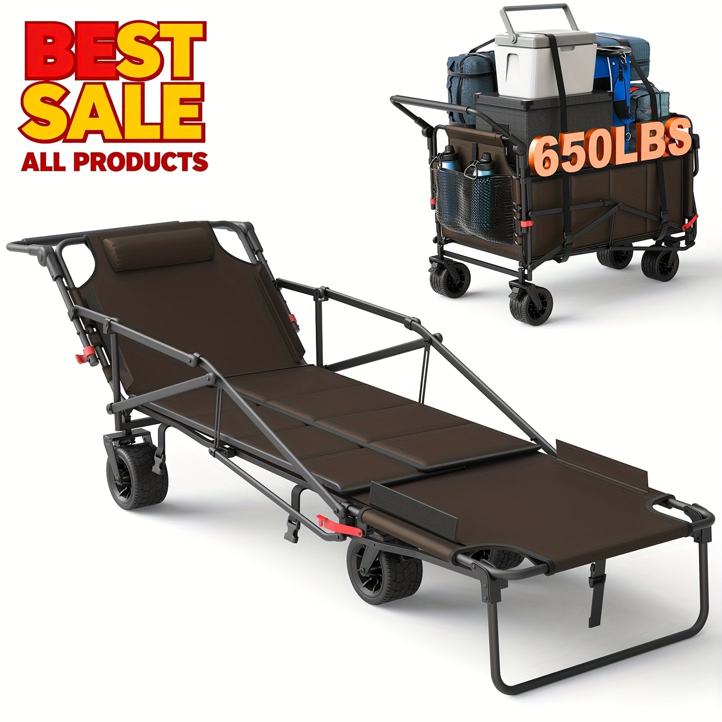 Two In One Folding Wagon Beach Chair All Terrain Grocery