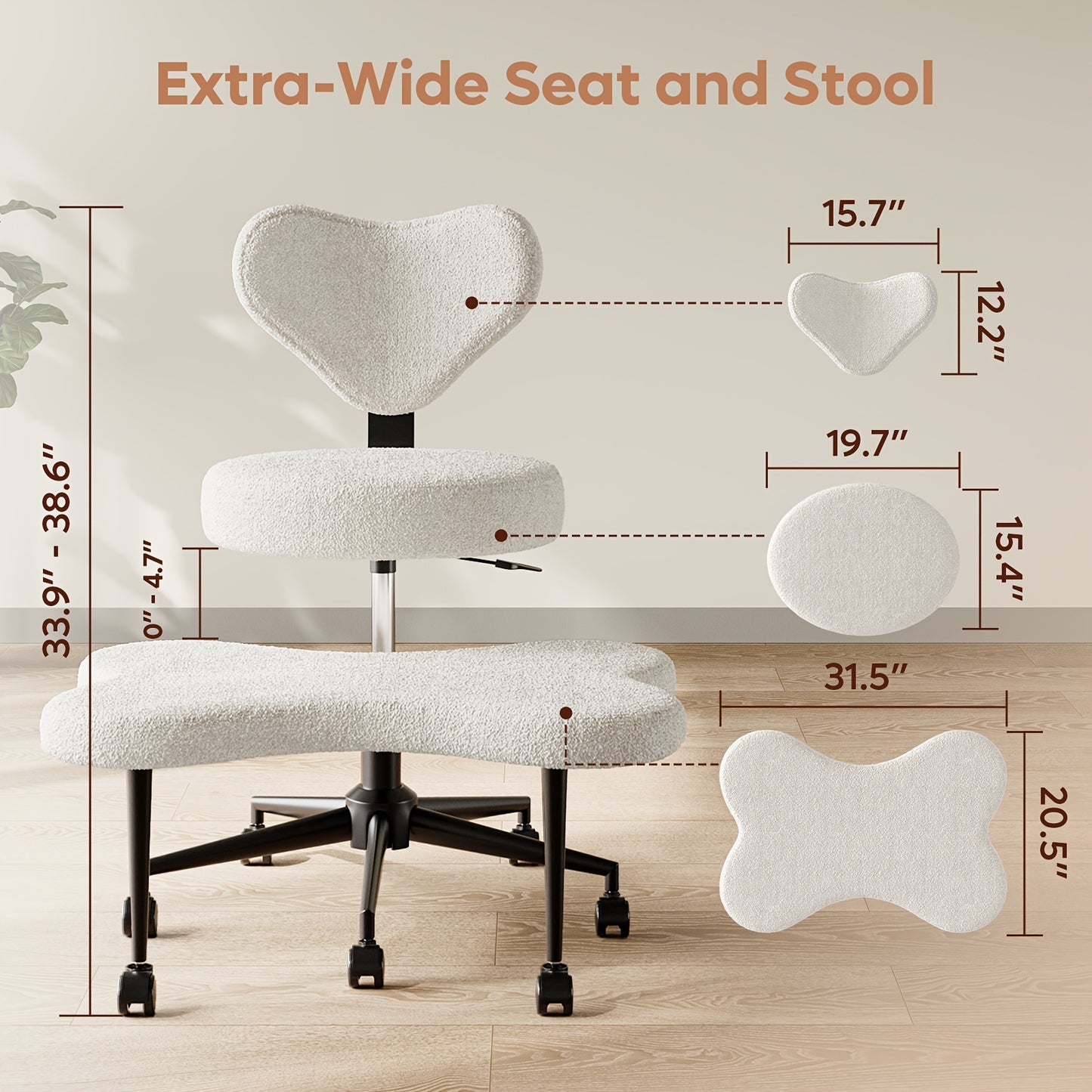 Pinmoco Ergonomic Cross Legged Meditation Chair with Wheels