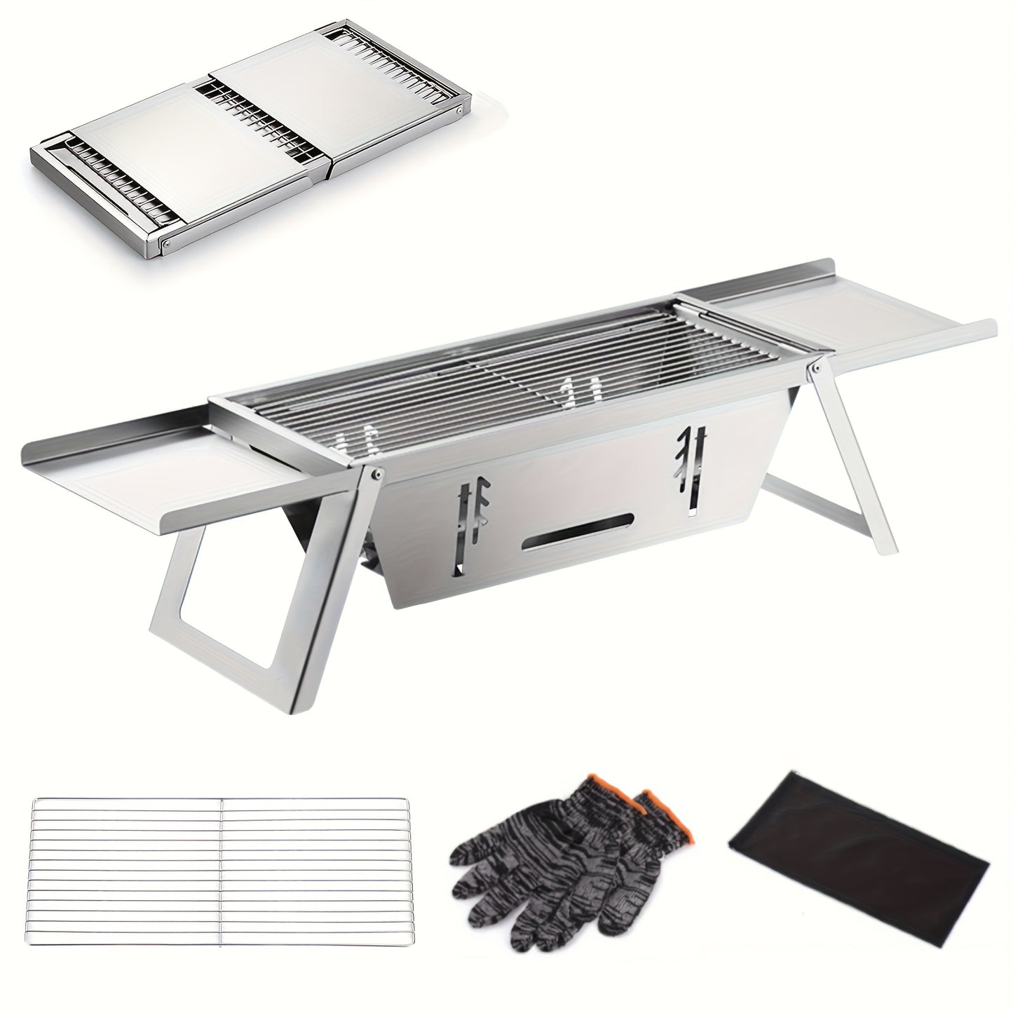 Foldable Stainless Steel Camping Grill Charcoal BBQ