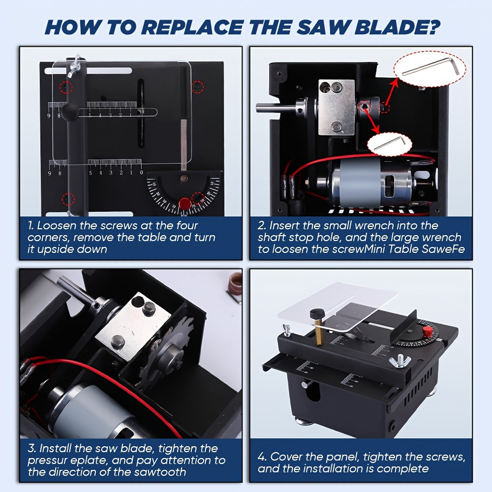 Mini Table Saw Multifunction Portable Adjustable Wood