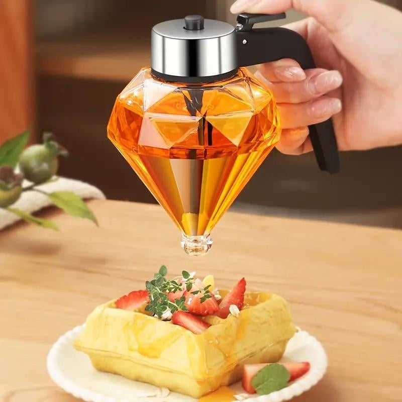 Stylish Glass Honey Dispenser No Drip With Scoop For Syrup