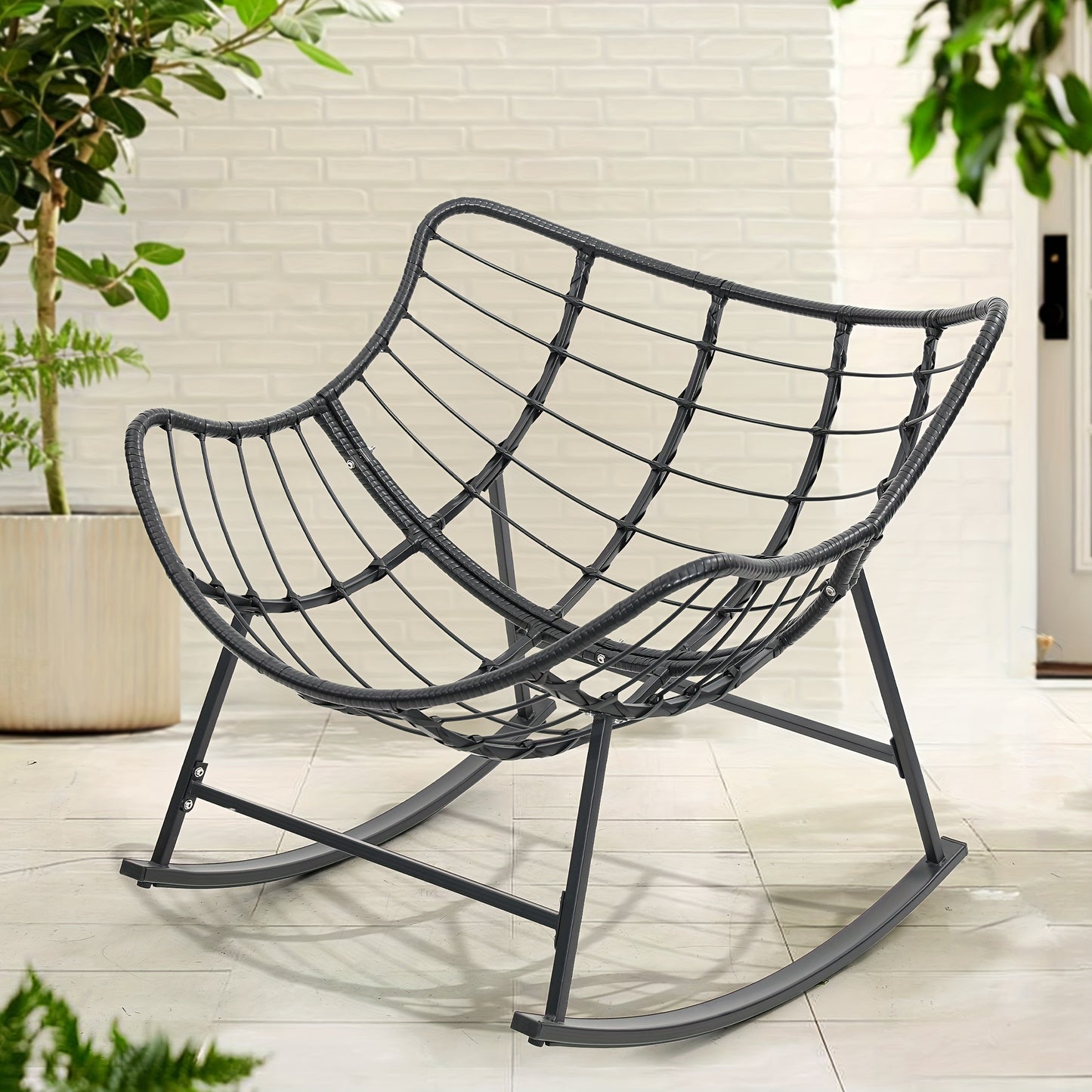KROFEM Modern Egg Style Papasan Wicker Rocker Cushion