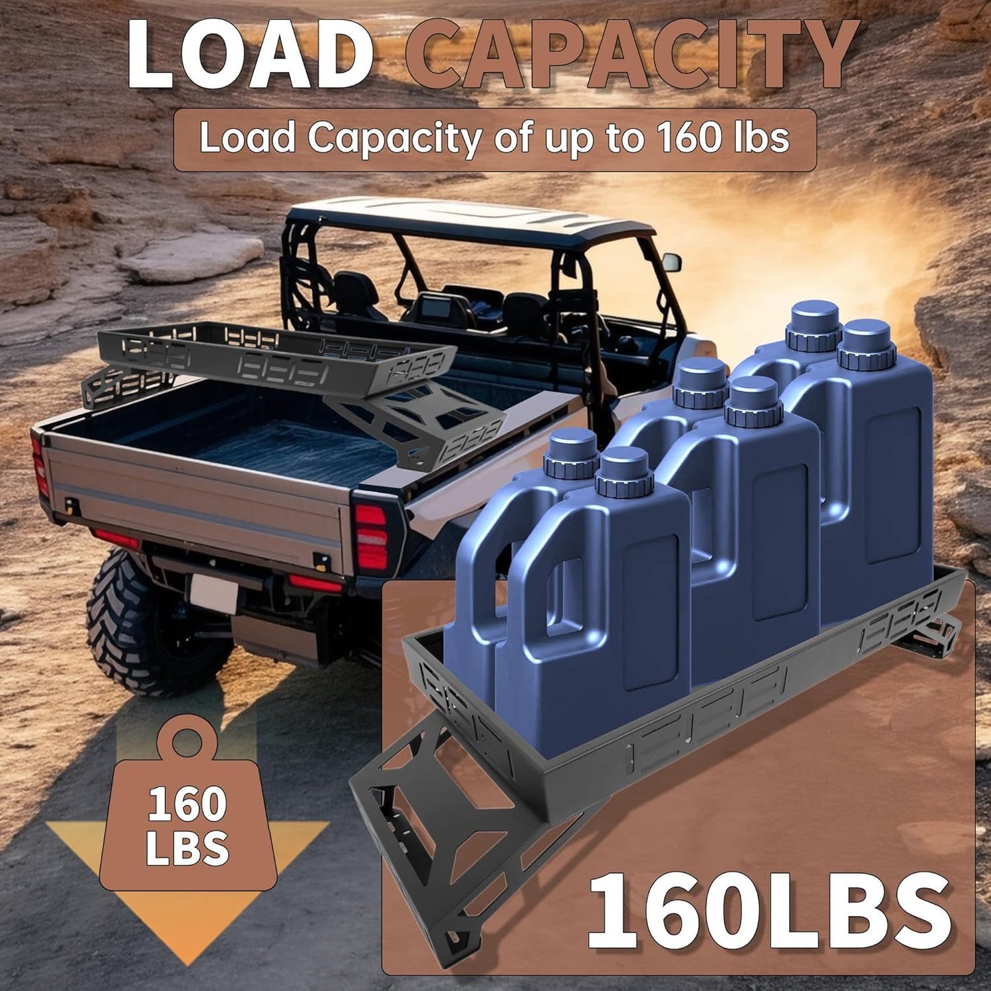 Overbed Cargo Rack for UTV with Adjustable Mounting Brackets