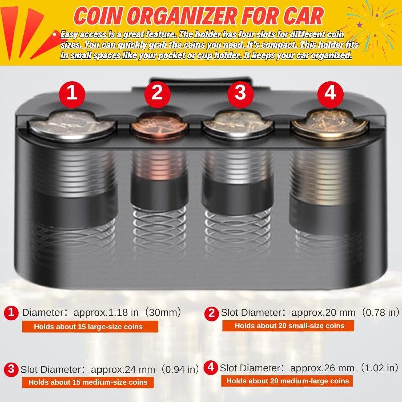 Hanging Car Cup Holder With Storage Tray And Coin Organizer