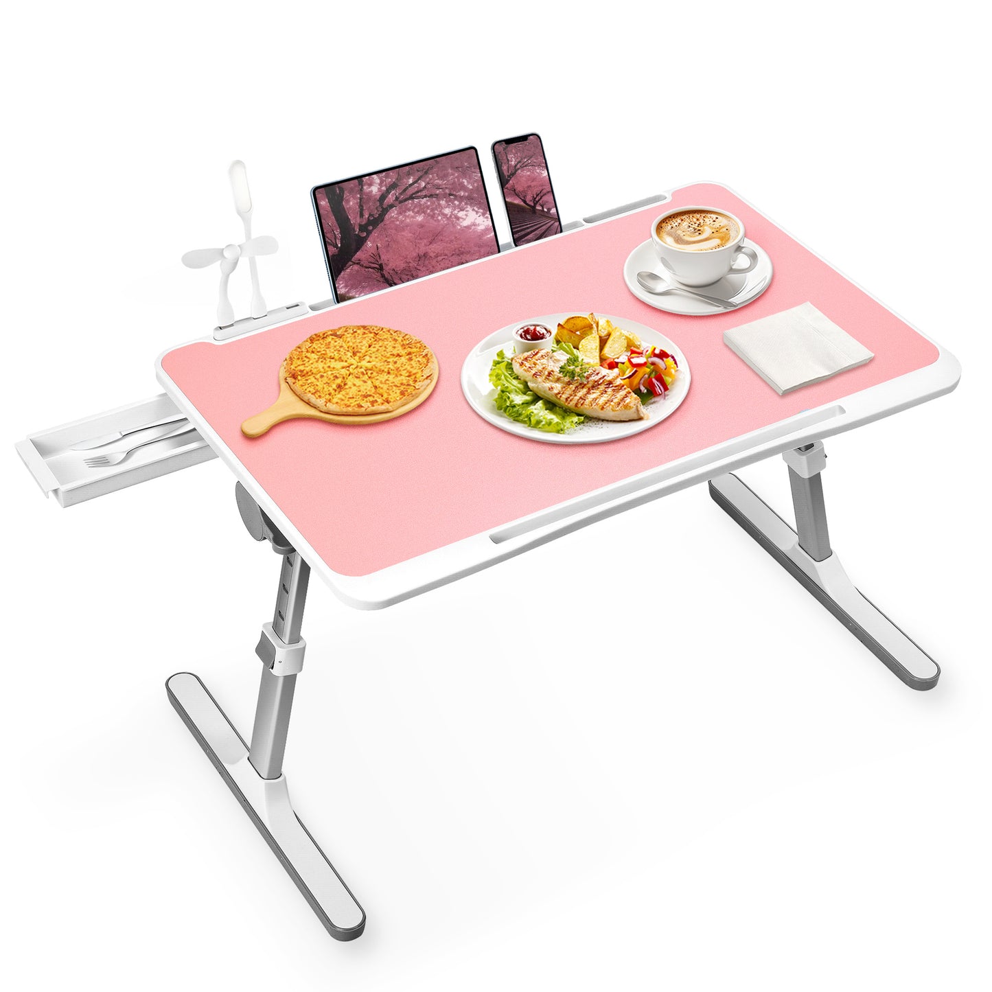 FWPP Adjustable Laptop Lap Desk Stand For Bed USB Light
