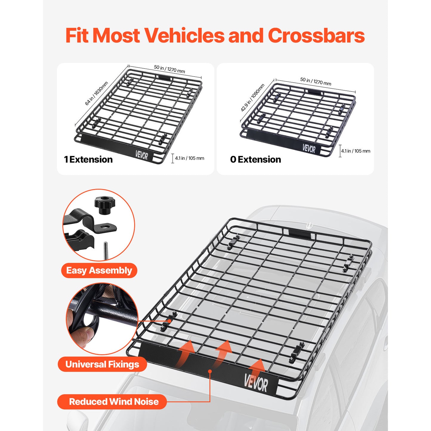 Universal Roof Rack Cargo Carrier Basket For Vehicles
