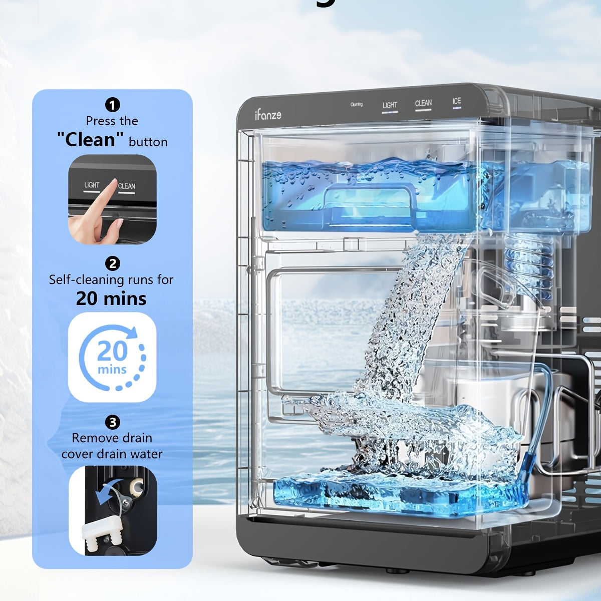 IFANZE High-Capacity Touch Screen Ice Maker Machine for Home