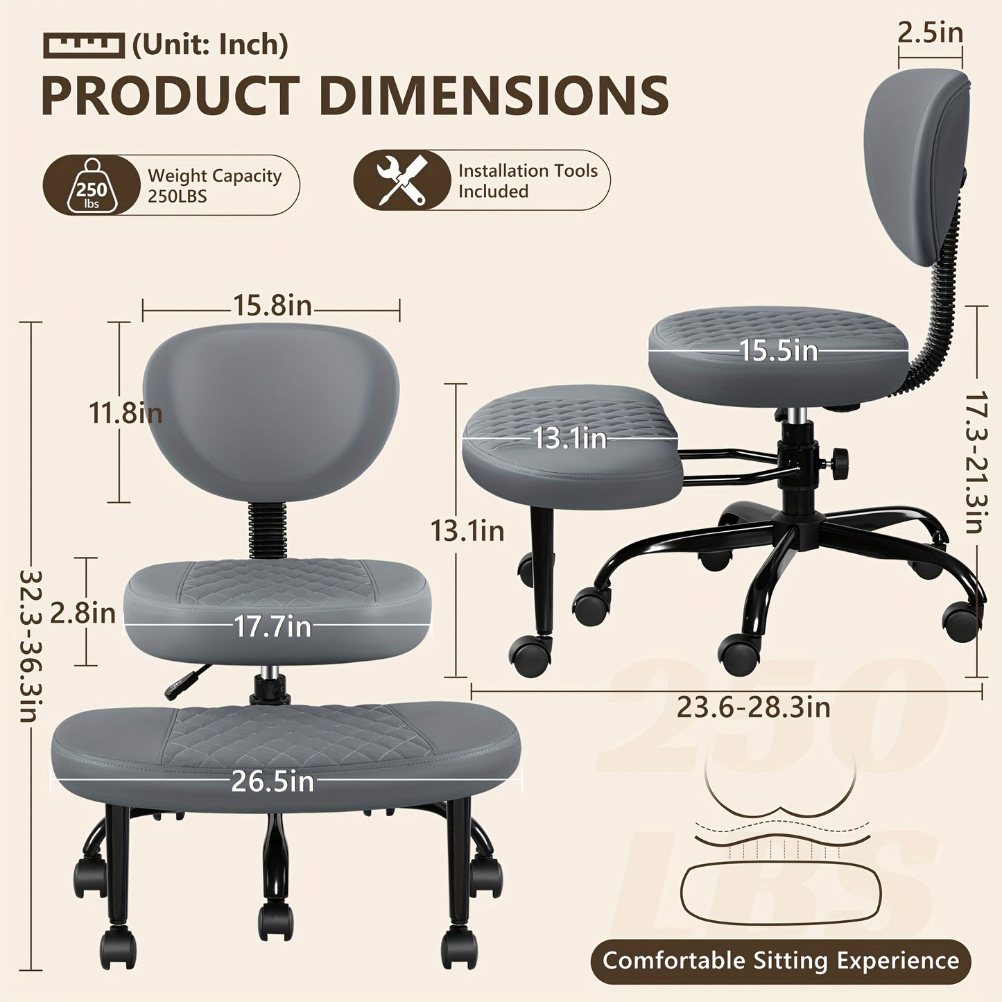 Primy Ergonomic Office Chair with Lumbar Support and Cushion