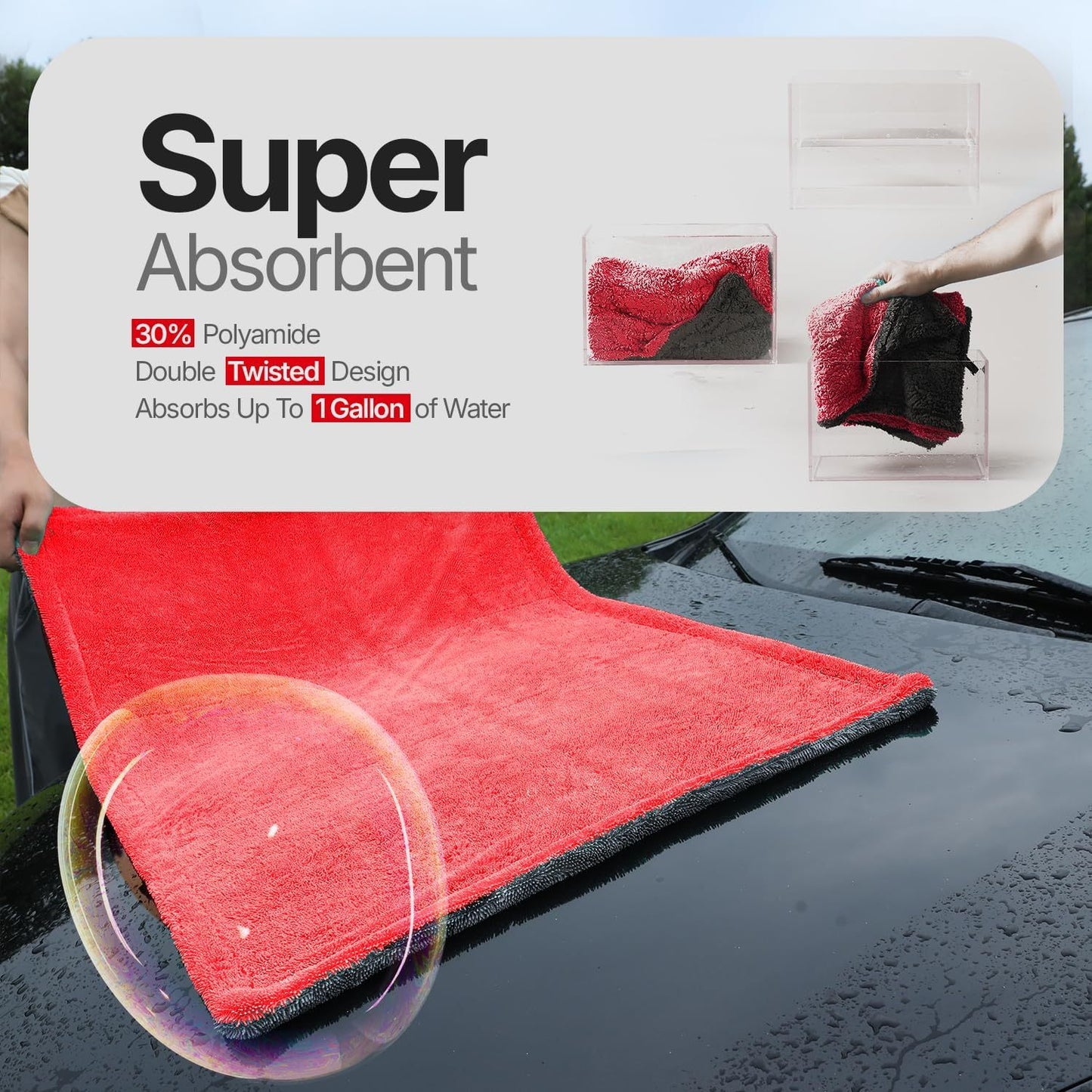 Double Twisted Loop Quick Drying Car Towel For Detailing