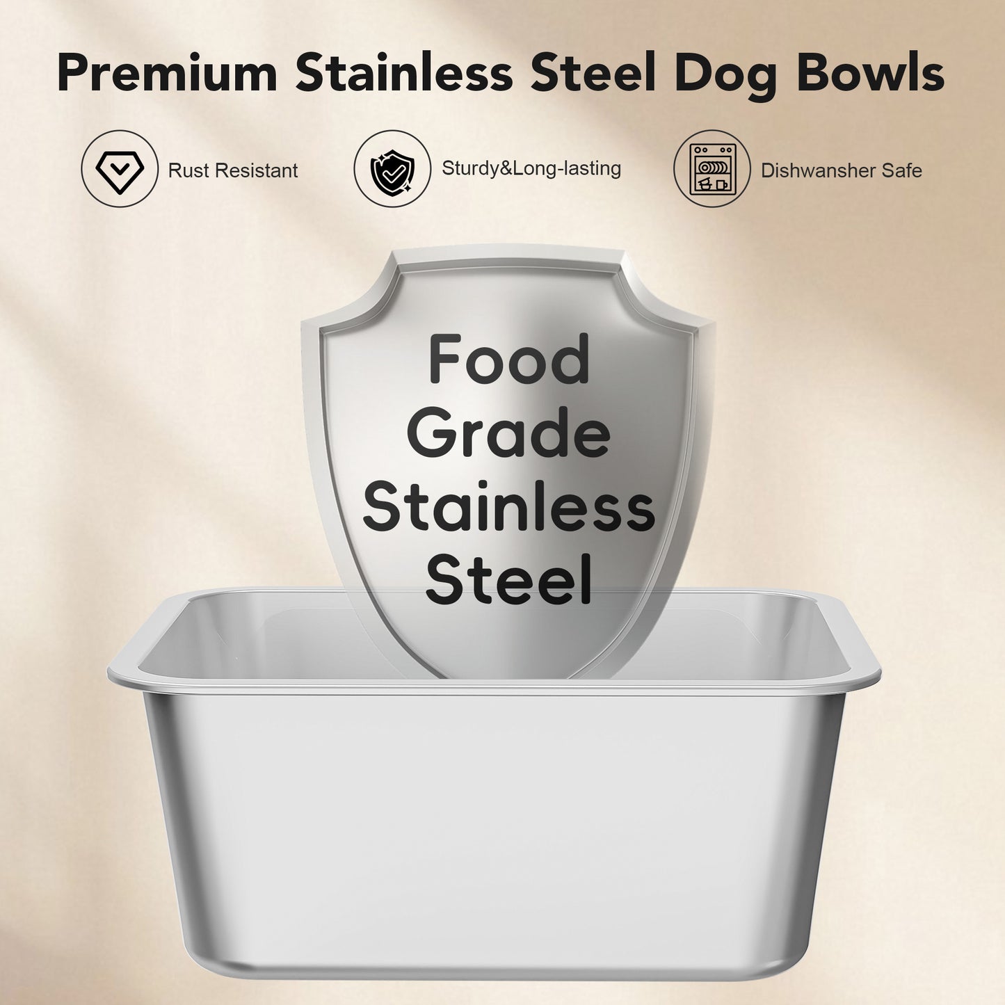 Stainless Steel Dog Dish With Anti Slip Base Easy Cleanup