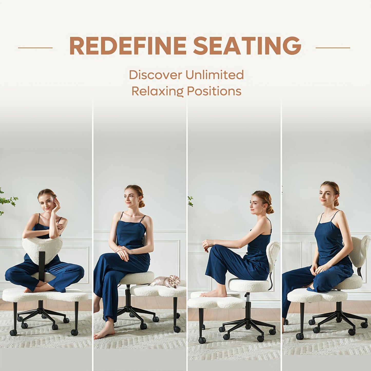 Pinmoco Ergonomic Cross Legged Meditation Chair with Wheels
