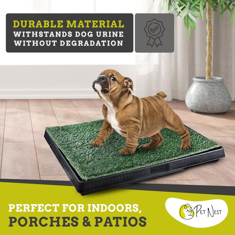 Indoor Outdoor Dog Potty Grass Training Mat With Baffle