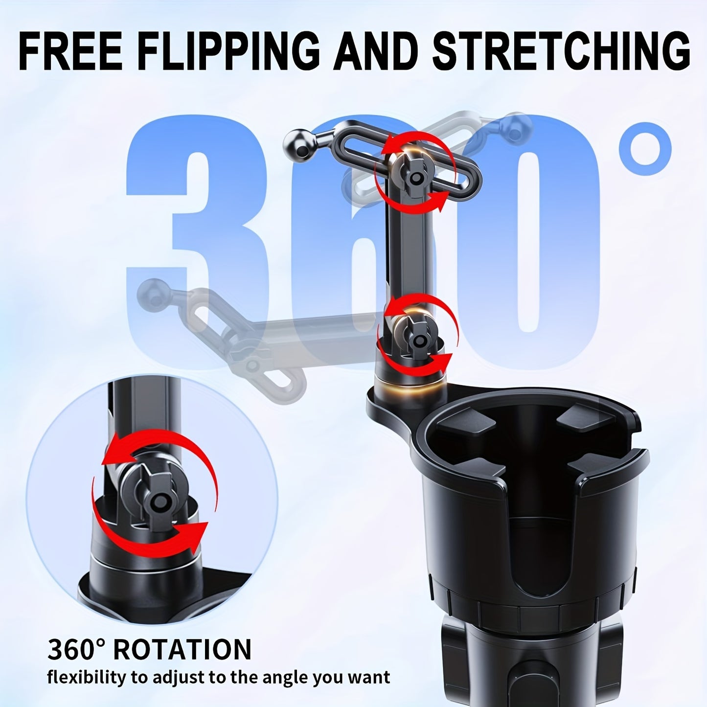 YWOR Waterproof 2-in-1 Car Cup Phone Mount with Adjustable Base