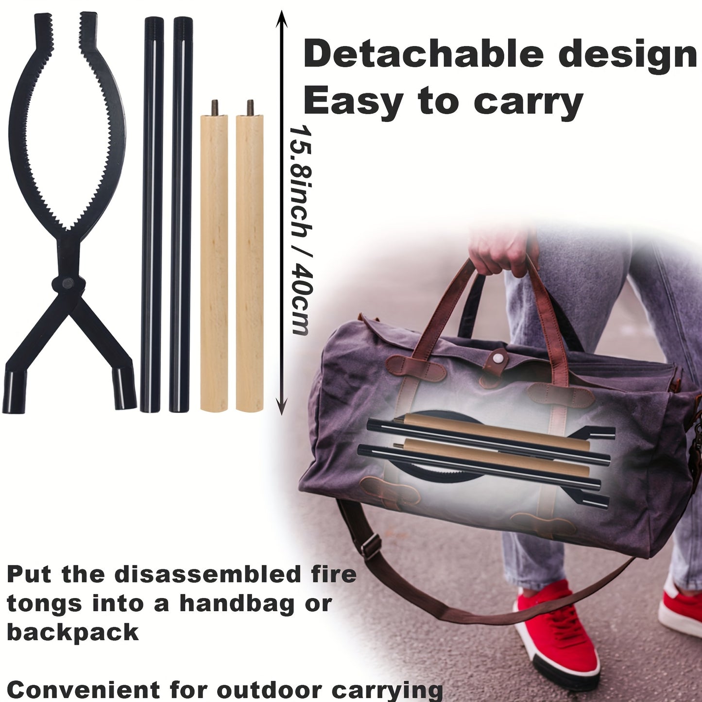 Heavy Duty Firewood Grabber Tongs for Campfire and Bonfire