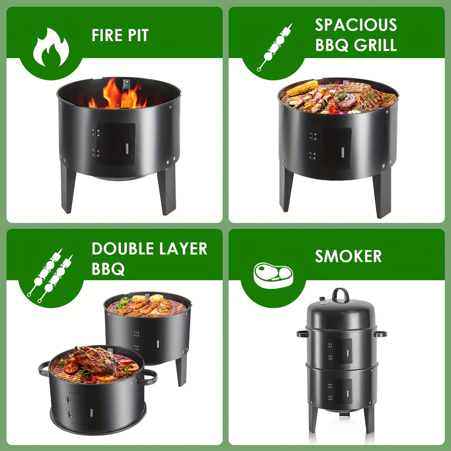 Charcoal Smoker Grill With Temperature Control And Griddle