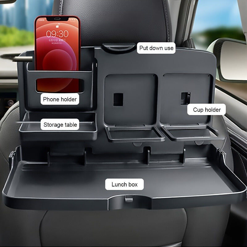 Premium Backseat Organizer with Foldable Tray and Dual Cup Holders