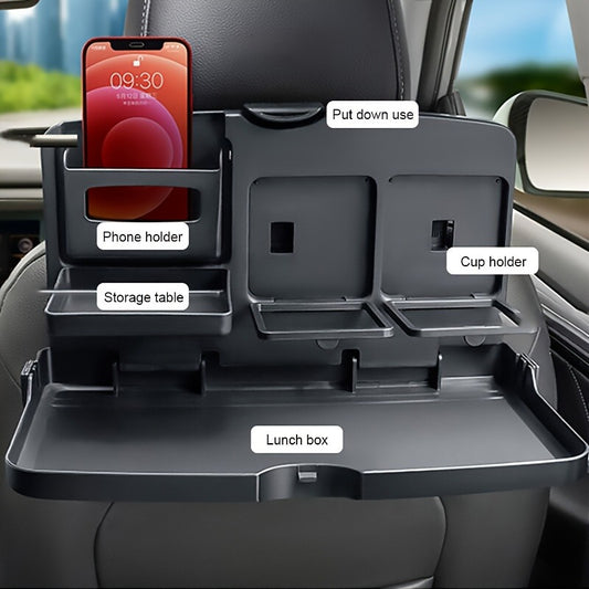 Premium Backseat Organizer with Foldable Tray and Dual Cup Holders