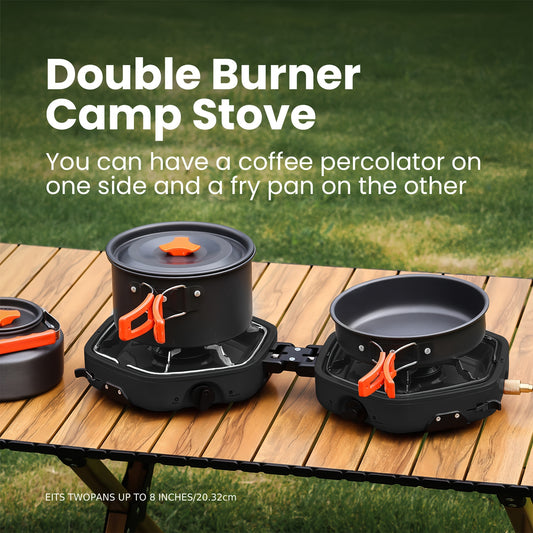 Portable Propane Camp Stove Two Burner With Piezo Ignition