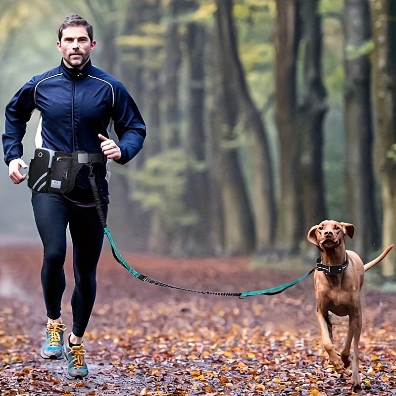 Extendable Hands Free Dog Leash Set With Pocket Waist Pack