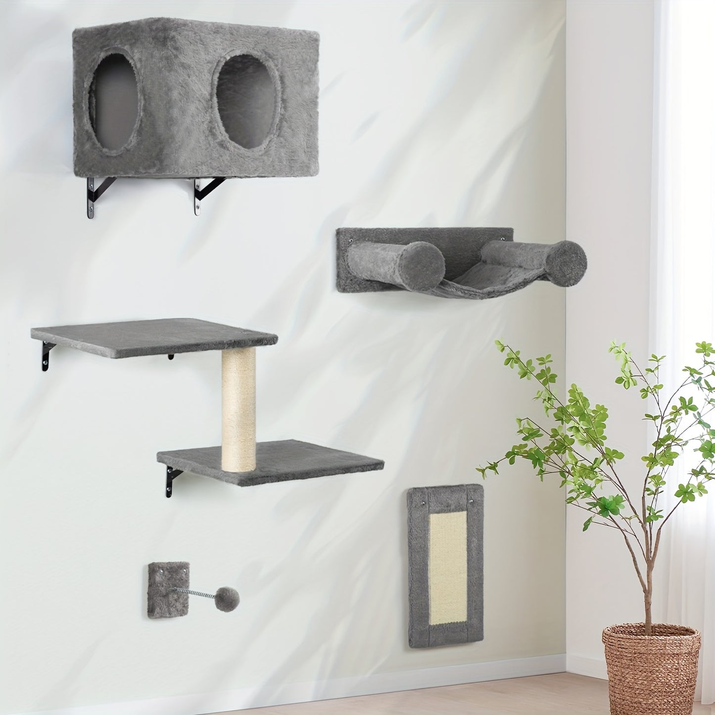 Modern Cat Wall Shelves 5pcs Cat Climber Floating Perch Set