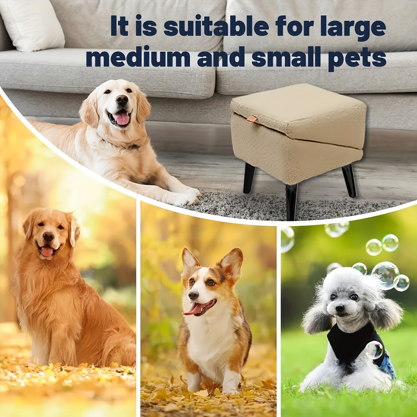 Foldable Pet Ramp And Stairs With Cushioned Surface