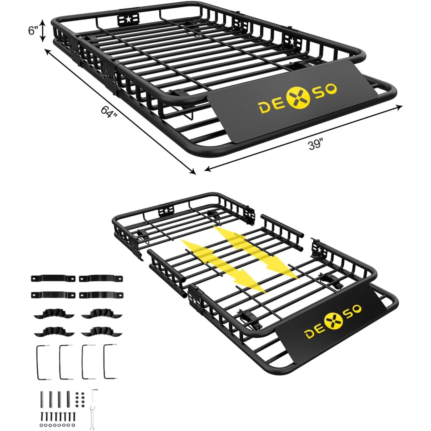 Universal Roof Rack Cargo Basket 200 Pound Capacity For SUVs