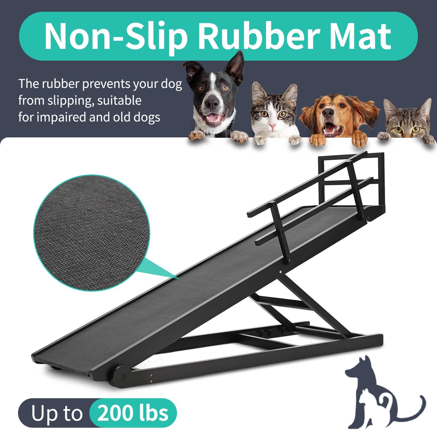 Adjustable Wooden Dog Ramp For Beds Couches And SUVs