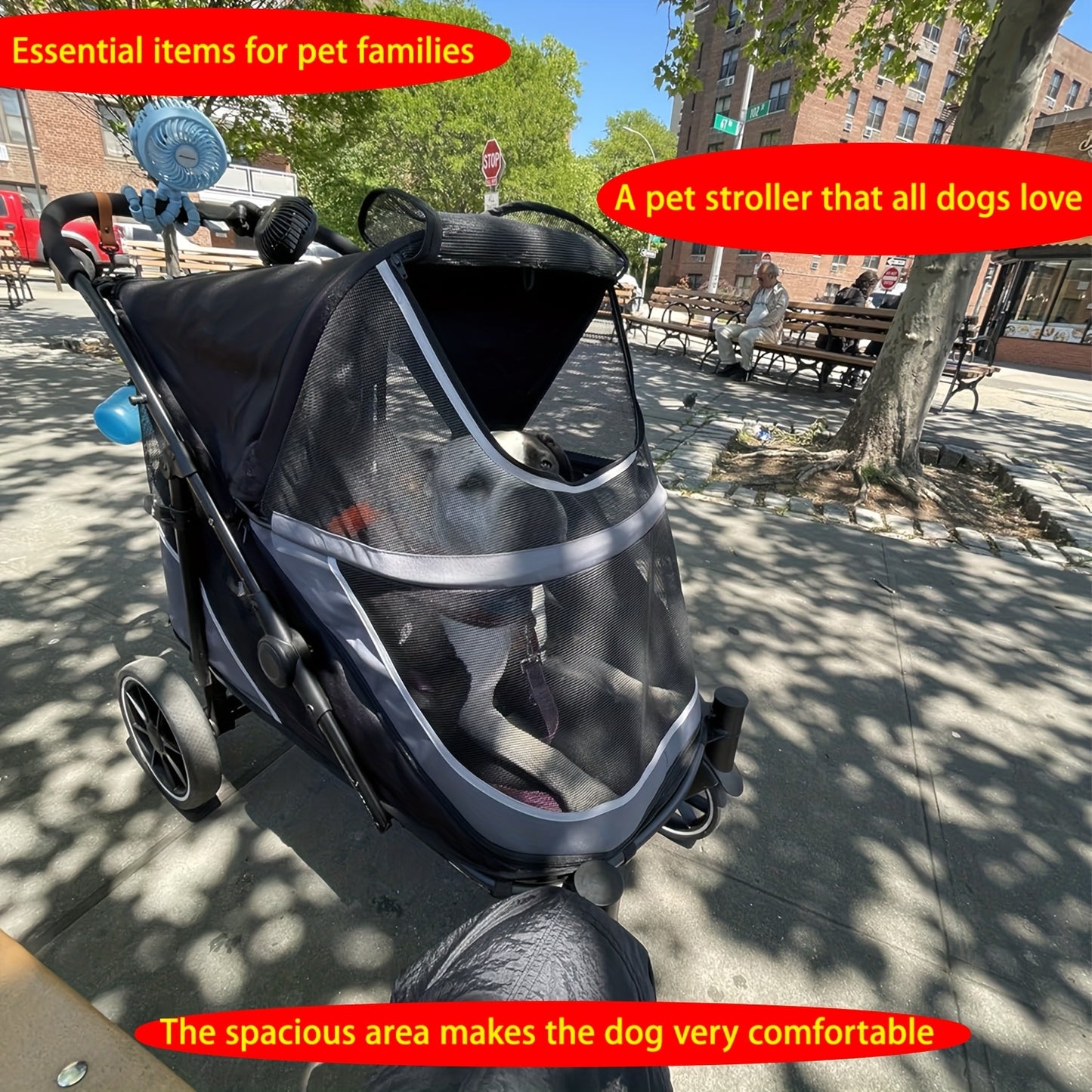 Heavy Duty Dog Carrier Stroller With Folding Wheels
