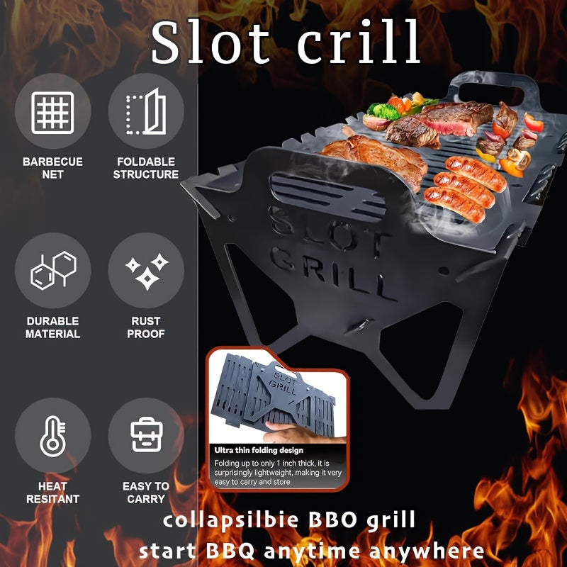 Portable Foldable Grill With Non Slip Skewers For Camping