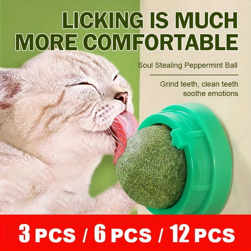 Cat Mint Grass Ball Chew Toy For Dental Care Wall Mounted
