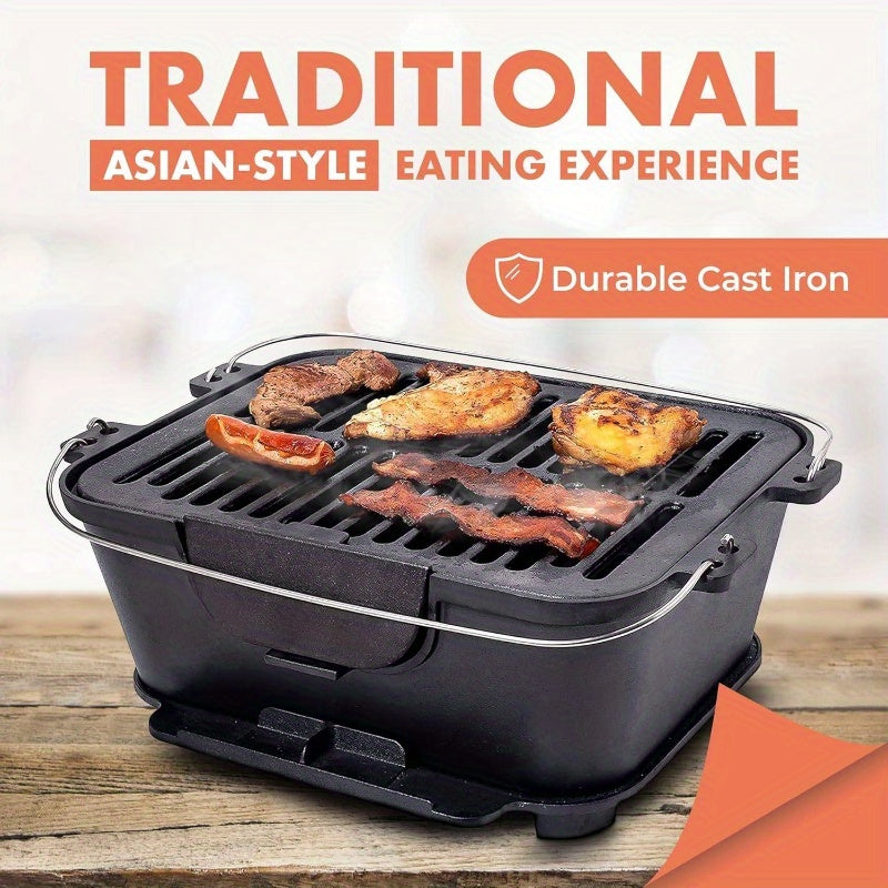 Heavy Duty Preseasoned Cast Iron Grill Indoor Outdoor