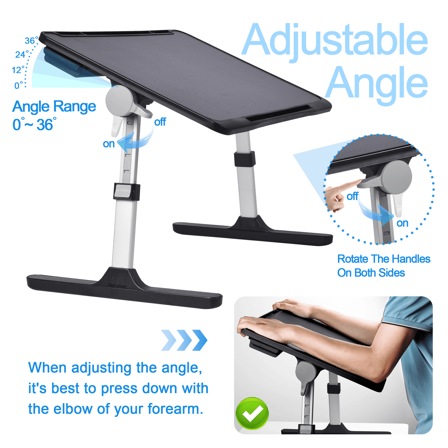 FWPP Adjustable Laptop Lap Desk Stand For Bed USB Light