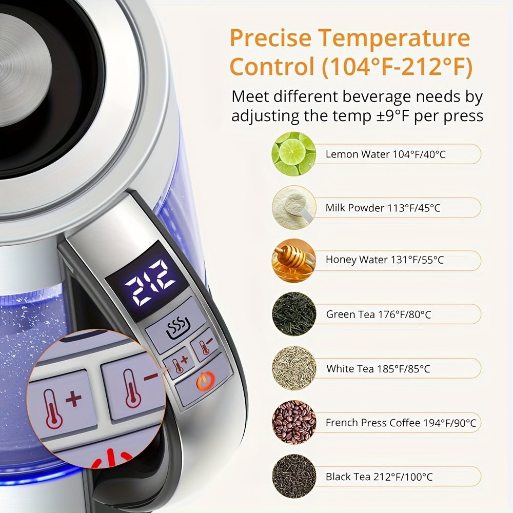 Electric Glass Kettle 12 Temperature Controls Keep Warm