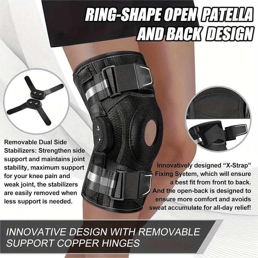 Knee Brace Hinged Support With Fixation System For Runners