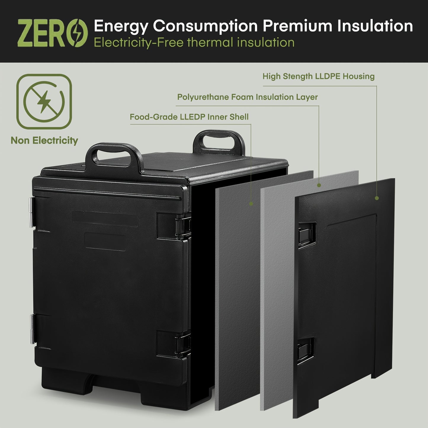 Insulated Catering Warmer Carrier With Front Loading Wheels