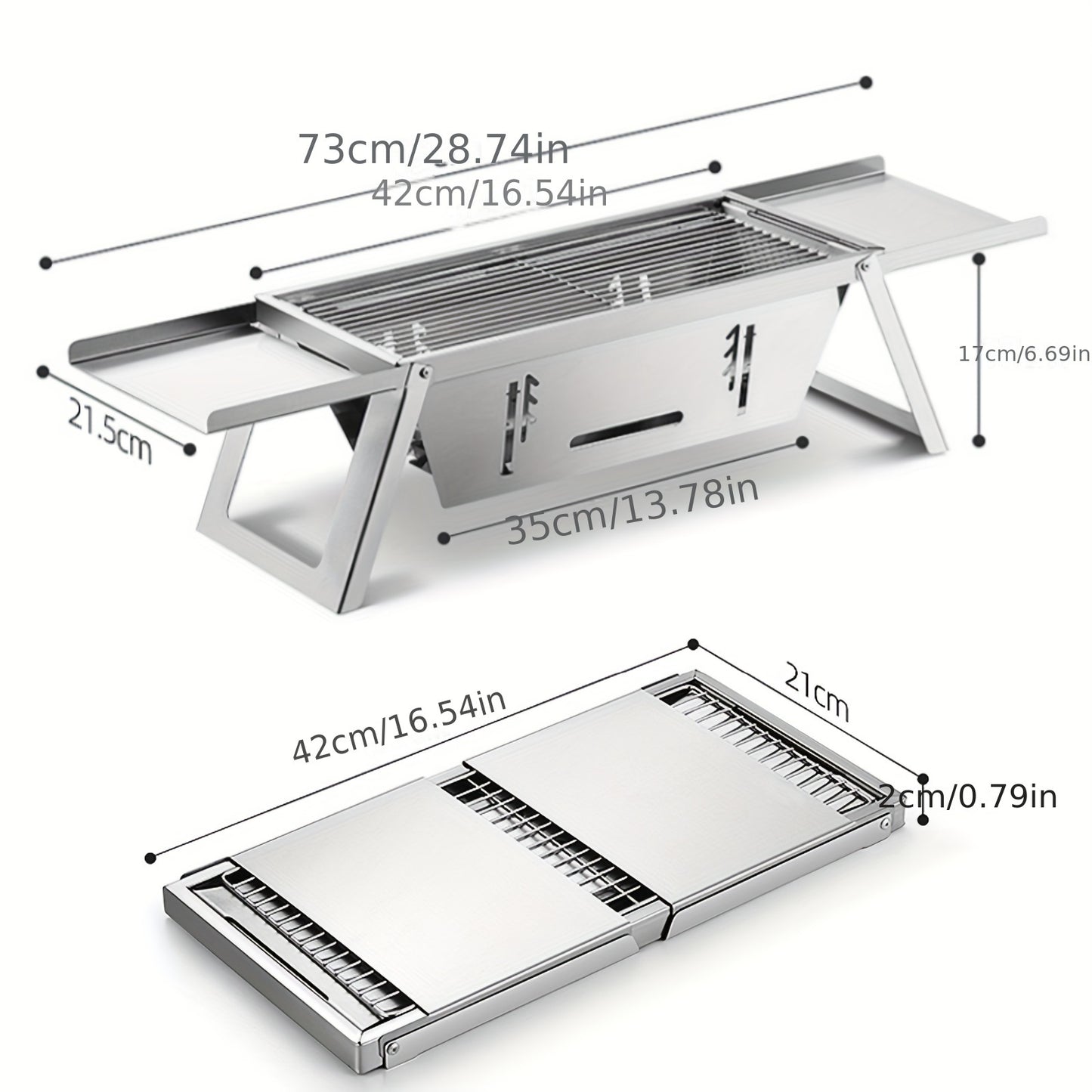 Foldable Stainless Steel Camping Grill Charcoal BBQ