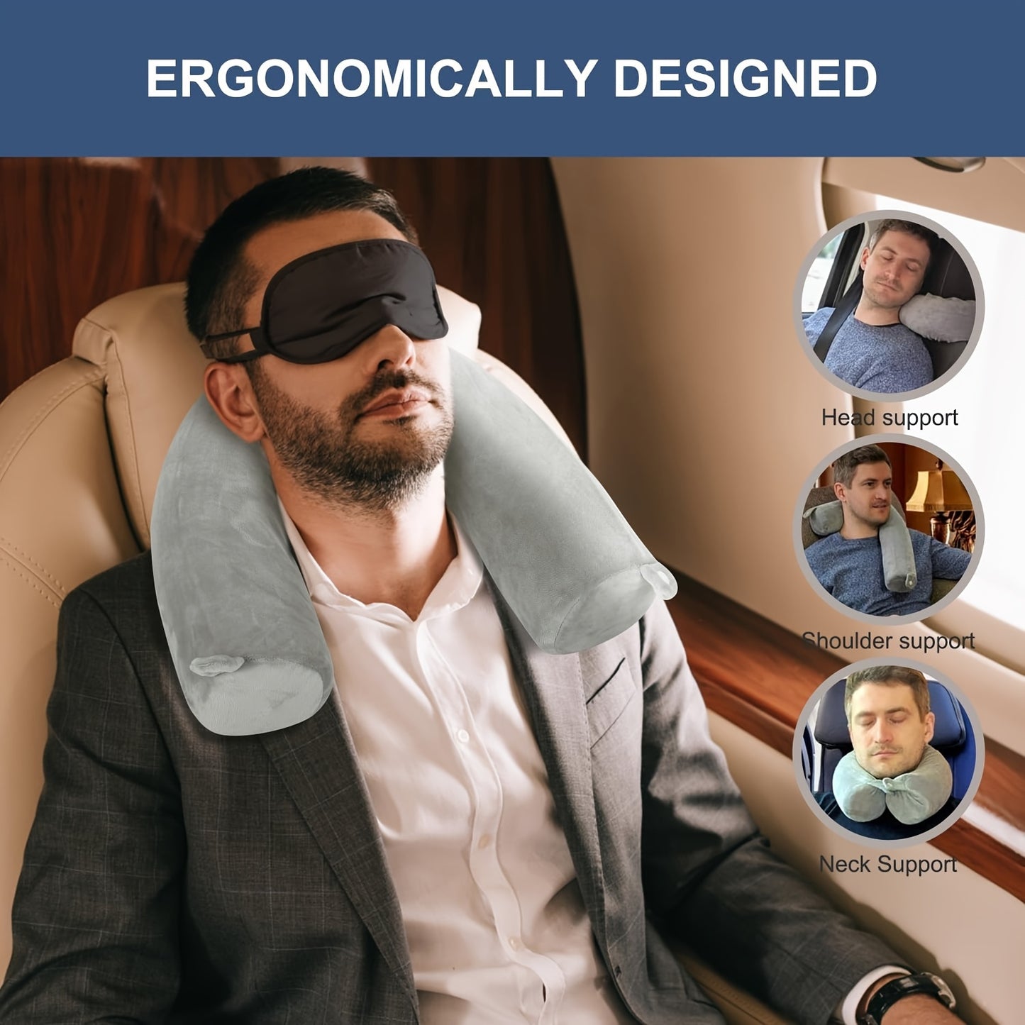 Memory Foam Neck Pillow With Adjustable Curved Design