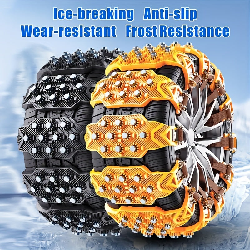 Universal Adjustable Snow Chains for Cars SUVs Sedans Pack