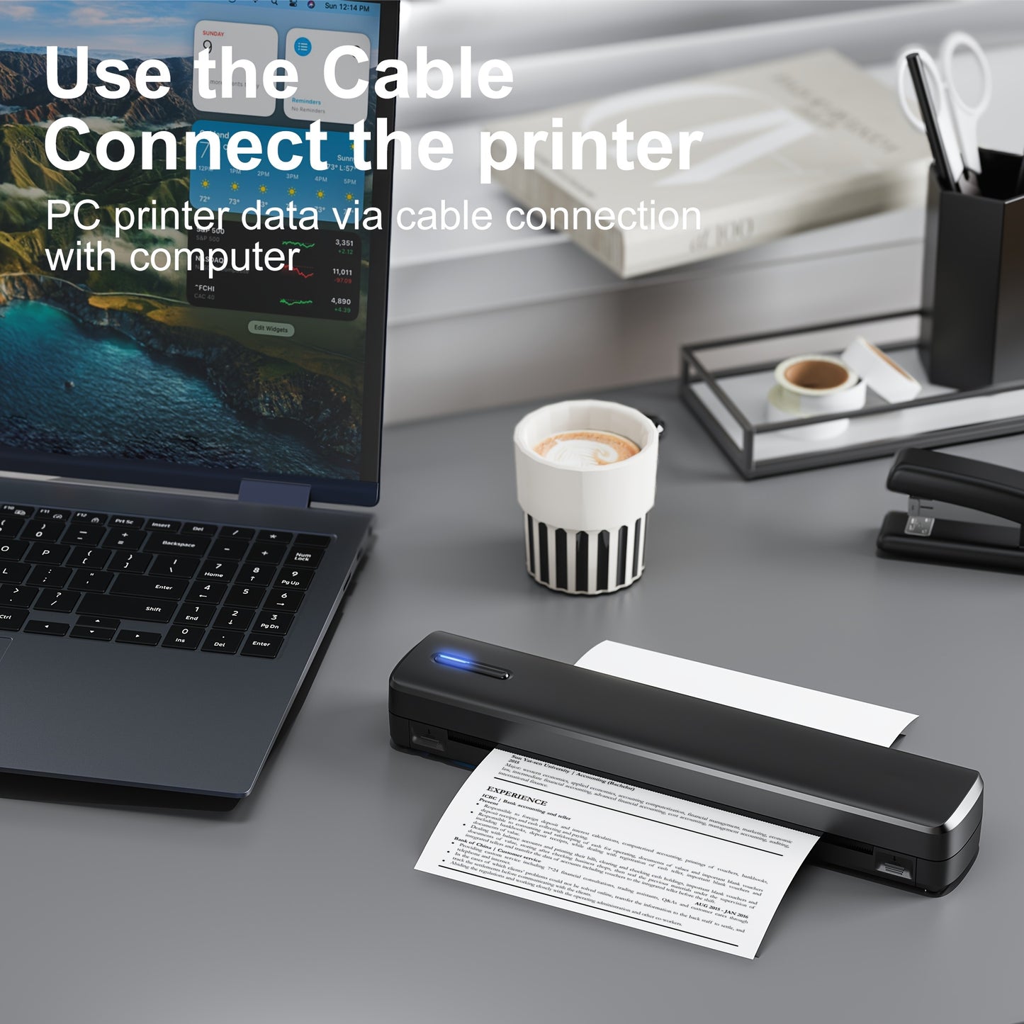 Portable Inkless Thermal Printer For Wireless Mobile Print