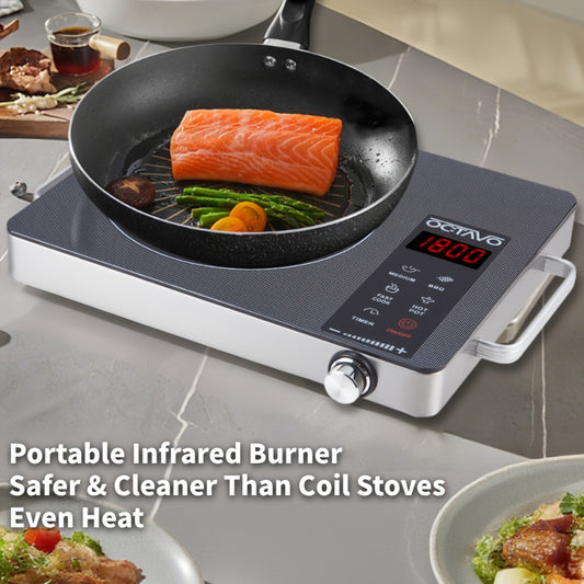 1800W Portable Infrared Burner With Timer And Glass Cooktop